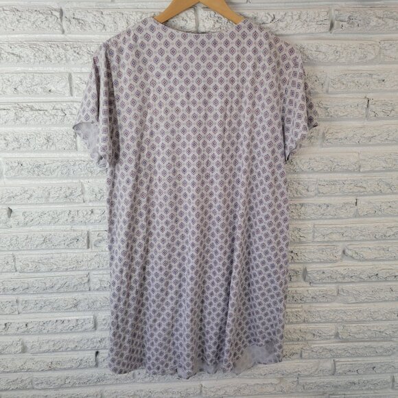 Aria Womens Nightgown 1X Plus Short Blue Geometric Lace Trim GEO234E - Picture 6 of 10